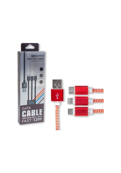 Powermaster Mıcro Usb/Type-C/Lıghtnıng 2.1A Metal 1.2 Metre Şarj