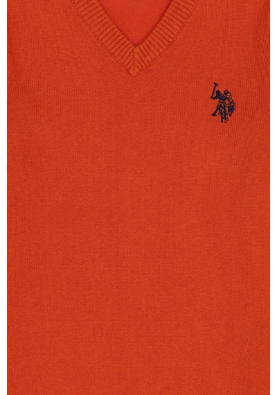 U.S. Polo Assn. Erkek Çocuk Kiremit Basic V Yaka Kazak 50294200-VR031 U.S. Polo Assn. Erkek Çocuk Kiremit Basic V Yaka Kazak 50294200-VR031