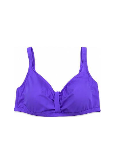 Büyük Beden Luplu Toparlayıcı Sabit Pedli Ayarlanabilir Askılı Kadın Bikini Üstü Lila