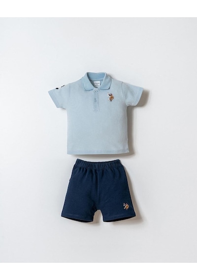 U.S. Polo Assn. U.s. Polo Assn Erkek Bebek 2 Li Şort T-şhirt Takım Mavi-2348 Mavi