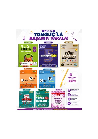 Tonguç 4 Ten 5 E Geçenler İçin 5. Sınıf Tüm Dersler Seti