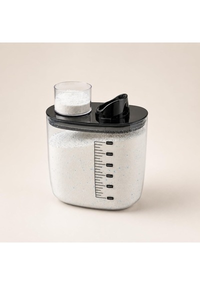 Poomy 1200 Ml Ölçekli Deterjan Kabı, Şeffaf Deterjan Saklama Kutusu, Kapaklı Çamaşır Deterjan Organizeri, Etiket Diğer