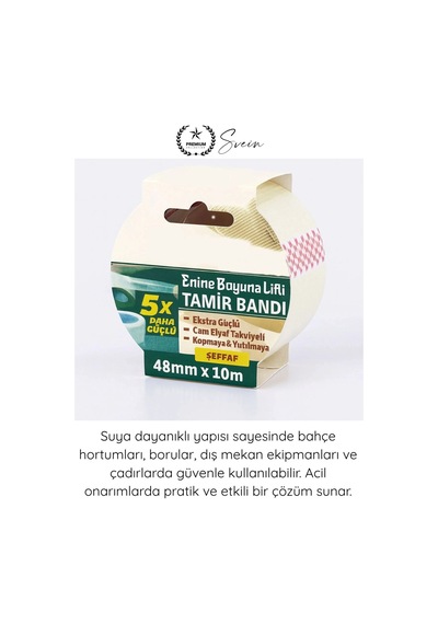 Tamirbandı Şeffaf Duct Tape Tamir Bandı 48mm X 10 Metre Uv Dayanıklı Su Geçirmez Güçlü Yapışkan Ona