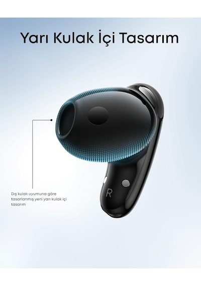Anker Liberty Buds Bluetooth Kulaklık, Yarı Kulak İçi Tasarım, Gerçek Zamanlı Uyarlanabilir Gürültü Engelleme, Hızlı Şarj, Çeviri, 30 Saat Çalma Süresi, Siyah - D1200