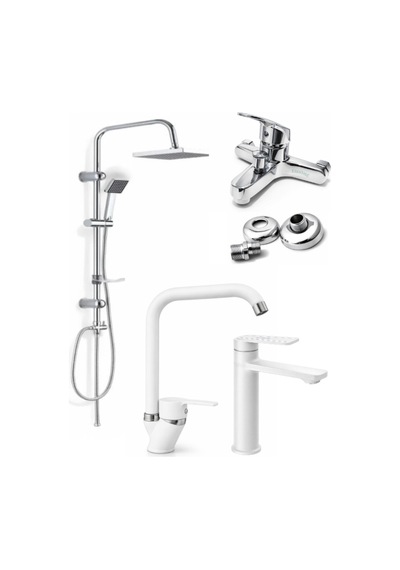 Beyaz Banyo - Lavabo Ve Mutfak Bataryası Seti Robot Tepe Duş Sistemi 4'lü Set Diğer