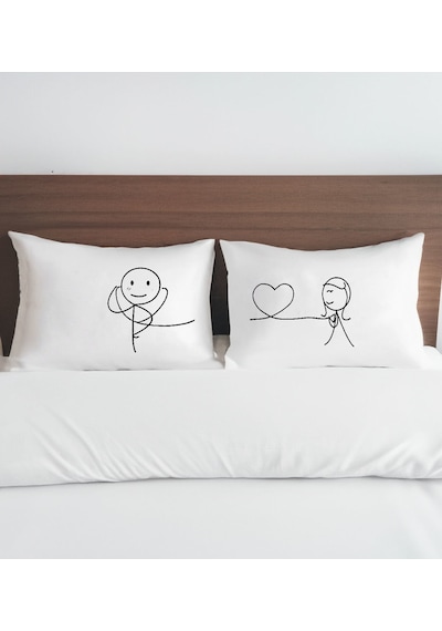 Bk Gift Sevgili Tasarımlı Pamuklu 2 Li Yastık Kılıfı Seti-4 50x70cm , Sevgiliye , Ev si, Tasarım Ev Tekstili