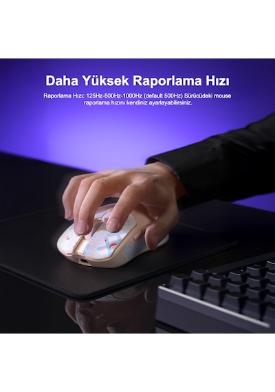Aula SC580X Lightweight PAW3311 Sensör 10000 DPI 1000Hz Kablolu ve Kablosuz Gaming Oyuncu Mouse