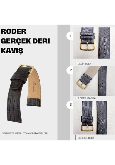 R4148 Roder Deri Kayış - Kahverengi - 24mm Şeffaf