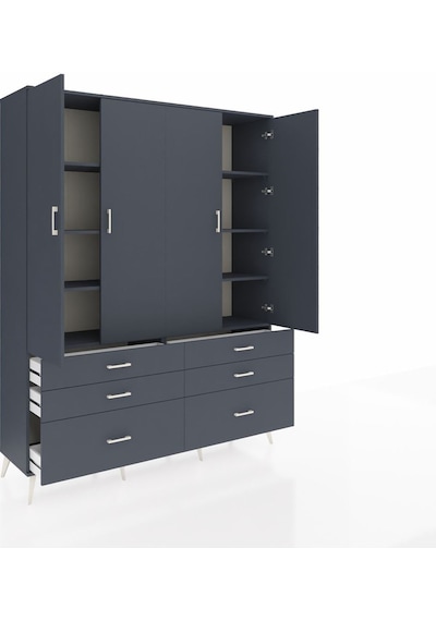 Hyperion Gardrop 8 Raflı 6 Çekmeceli 4 Kapaklı 176x44x221 Antrasit-antrasit Antrasit Hyperion Gardrop 8 Raflı 6 Çekmeceli 4 Kapaklı 176x44x221 Antrasit-antrasit Antrasit