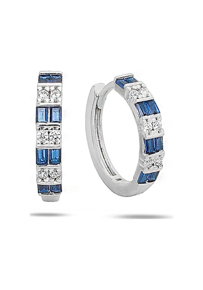 Brezza Lusso Jewelry Safir Baget Diamond Stylish Night Halka Kadın Gümüş Küpe 18 Mm