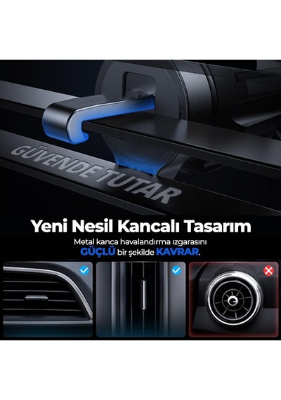 Woyax Kancalı Araç İçi Premium Telefon Tutucu - Araba Telefon Tutacağı Havalandırma İçin