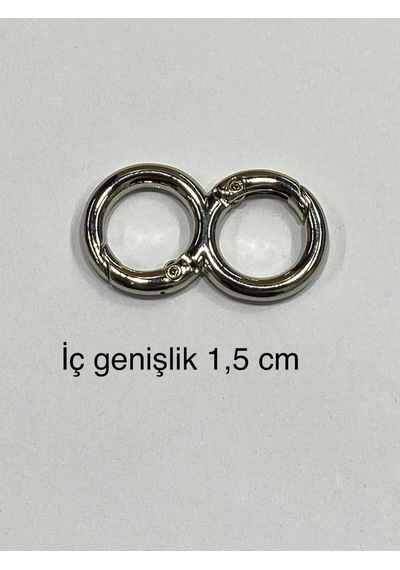 Karantuhafiye Çanta Halkası Yaylı İkili Model 1,5 Cm Gümüş Gümüş