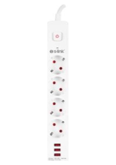 S-link Spg403u 1.5m 1.5mm 100 Yüzde Bakır 750 Joule 3 Usb 5v2.4a 4lü Anahtarlı Akım Korumalı Priz 0
