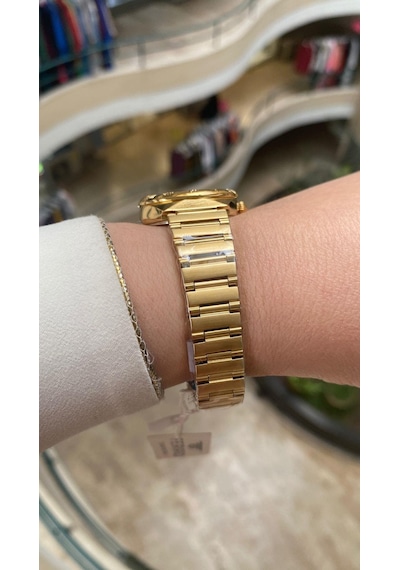 Ferro Quartz Çelik Altın Rengi 32 Mm Kelebek Kilitli Kadın Kol Saati Altın