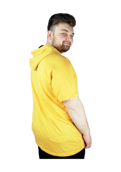 Mode Xl Büyük Beden Tshirt Reglan Kapşonlu 22117 Hardal 001