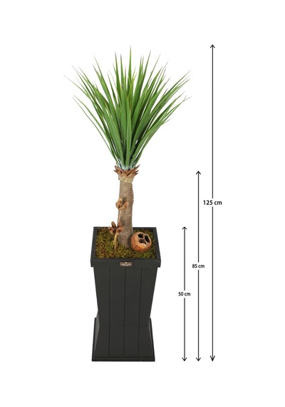 Yapay Çiçek Deposu Ahşap Saksıda Yapay Trpoikal Yucca Ağacı 125 Cm
