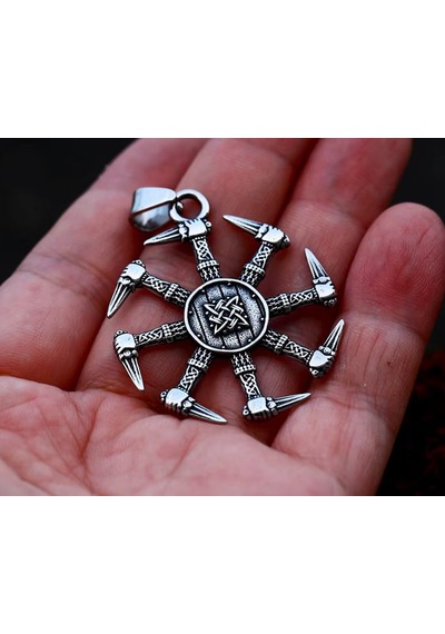 Aslanmaz Çelik Viking Mitoloji Kolovrat Pagan Güneş Kolye Aslanmaz Çelik Viking Mitoloji Kolovrat Pagan Güneş Kolye