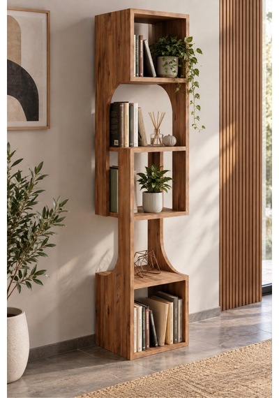 Sulorahome 5 Katlı Modern Ahşap Dekoratif Kitaplık Ve Raf Ünitesi