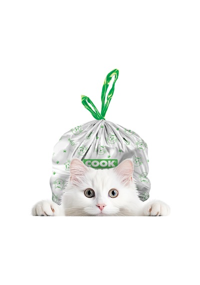 Cook Kedi Tuvaleti Büzgülü Çöp Torbası, 55 X 30 Cm, 20 Yaprak, Sa