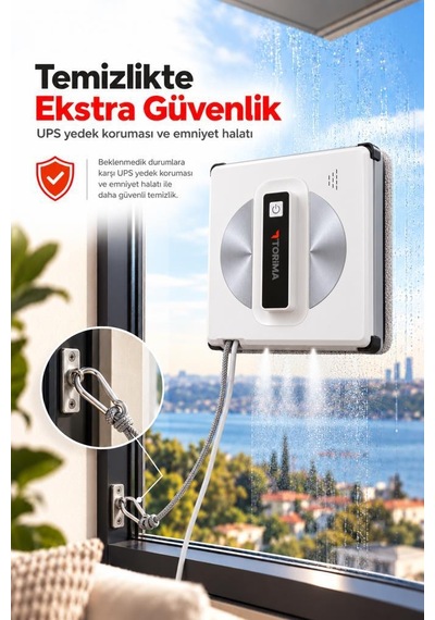Torima S13 Çift Yönlü Su Püskürtmeli Uzaktan Kumandalı Cam Temizleme Robotu Beyaz