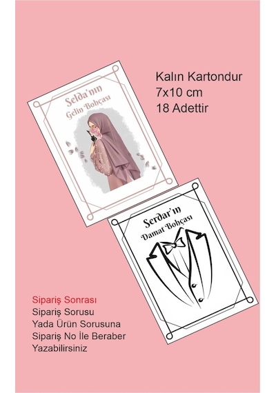 Gelin Damat Bohçası Kartları, Tesettürlü Gelin Çeyiz Bohça Kartı