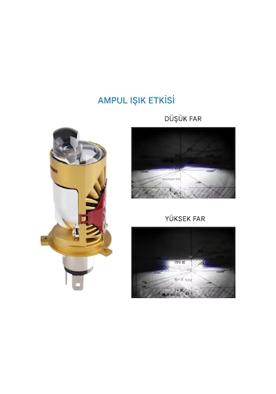 H4 Lazer Mercekli Far Ampülü Otomobil Araç Motosiklet Uyumlu Şimşek Etkili 12v 24v Uyumlu 40w Sağ Sol