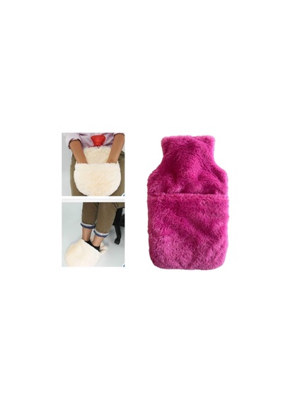 Sıcak Su Torbası Cepli Pembe Peluş Termofor 32,5x17,5cm 1500 Ml