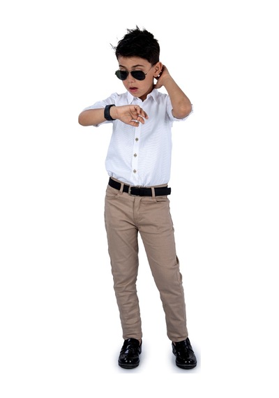 Mnk Baby & Kids Tarz Gömlek Gabardin Pantolon Erkek Çocuk Takım Mnk0422 Beyaz