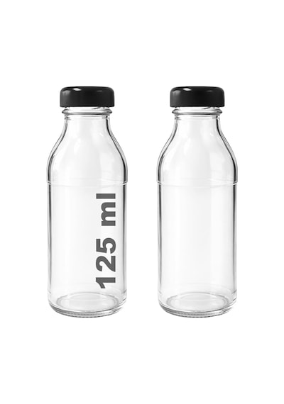 125 Ml Şeffaf Derin Siyah Metal Kapaklı Cam Şişe 125 Cc Meşrubat Şişesi Deep 6 Adet Çok Renkli