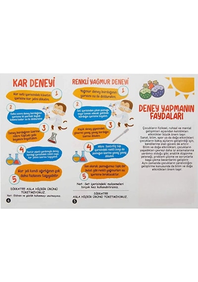 Renkli Kar Renkli Yağmur 3+ Yaş Çocuklar İçin Eğlenceli Eğitici Bilimsel Deney Seti