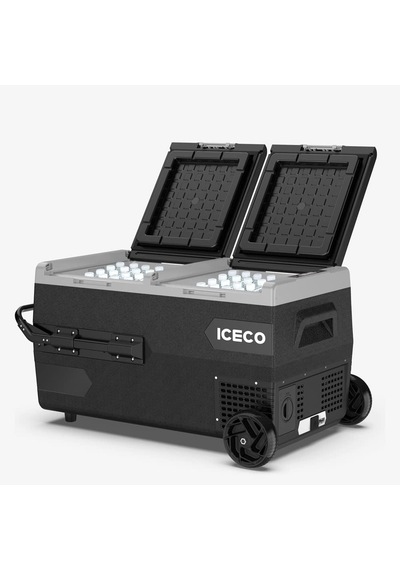 K95d 12/24volt 95 Litre Akülü/kablolu/çift Bölmeli Kompresörlü Tekerlekli Outdoor Oto Buzdolabı