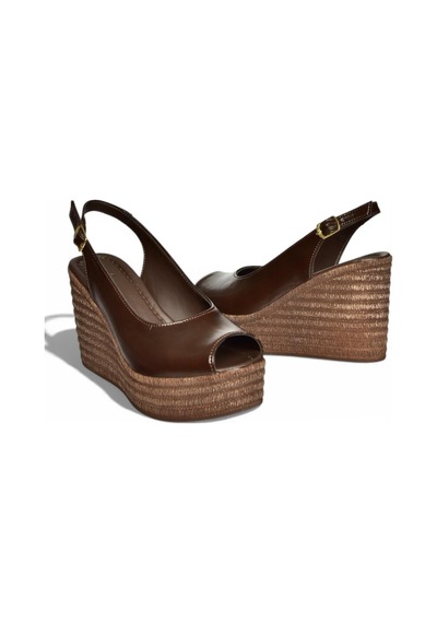 Fox Shoes Y996553560 Kahverengi Rustik Dolgu Topuklu Kadın Ayakkabı Kahverengi