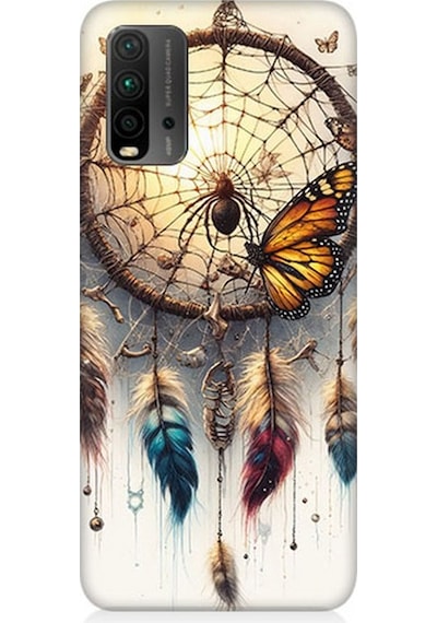 Xiaomi Redmi 9t Uyumlu Kelebekli Düş Kapanı Desenli Silikon Kılıf Çok Renkli