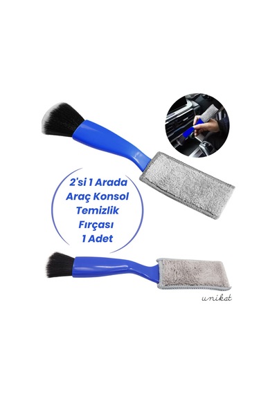 2'si 1 Arada Araç İç Silgi - Havalandırma Ve Konsol Temizlik Fırçası 1 Adet