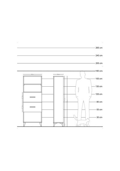 Arges Dolap 2 Raflı 2 Çekmeceli 60x30x163 Çam-çam Çam