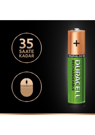 Duracell 750 mAh AAA Ni-MH Şarj Edilebilir İnce Kalem Pil 8'li + Pil Kutusu