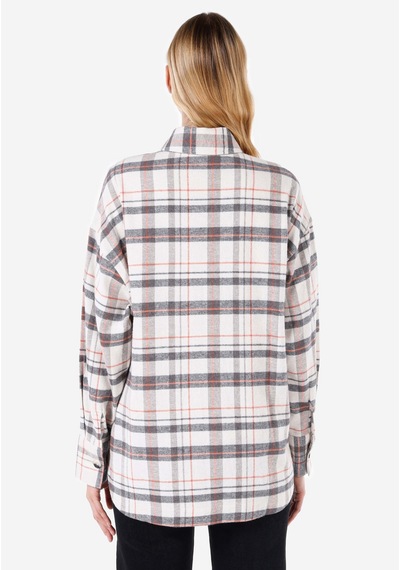 Colin's Colins Regular Fit Shirt Neck Ekoseli Kadın Beyaz Uzun Kol Gömlek Cl1067346 Q1.v1 Ofw Beyaz