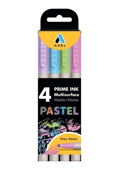 Adel Prime Ink Multisurface 4'lü Pastel Markör Çok Renkli