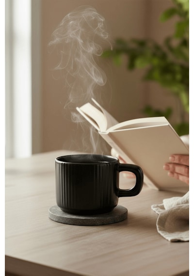 2 Adet El Yapımı 260 Ml Siyah Parlak Seramik Mug Çay Kahve Kupası Mıt1302 Siyah