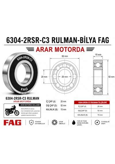 6304-2rsr-c3 Rulman-bilya Fag 20 52 15