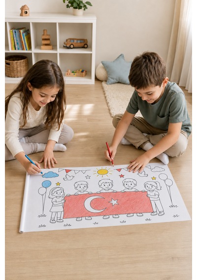 Haydi Dekor 30 Ağustos Zafer Bayramı Boyama Rulosu 30 Cm X 4 Metre Türk Bayrağı Ve Atatürk Temalı Çocuk Boyama Kâğıdı Okul Etkinliği 1 Adet