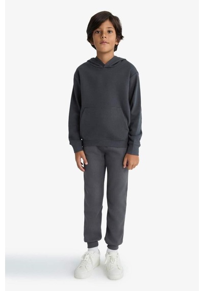 Defacto Erkek Çocuk Basic Düz Kapüşonlu Sweatshirt E9558a825auar126 Antrasit