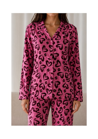 Fit Women Kadın Desenli Basic Kış Lila Pijama Takımı