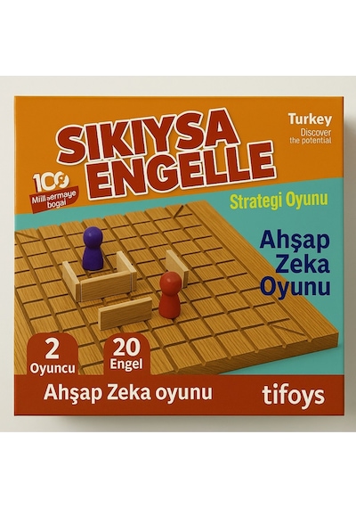 Sıkıysa Engelle Strateji Oyunu Ahşap Zeka Oyunu 2 Kişilik Taktik Oyunu