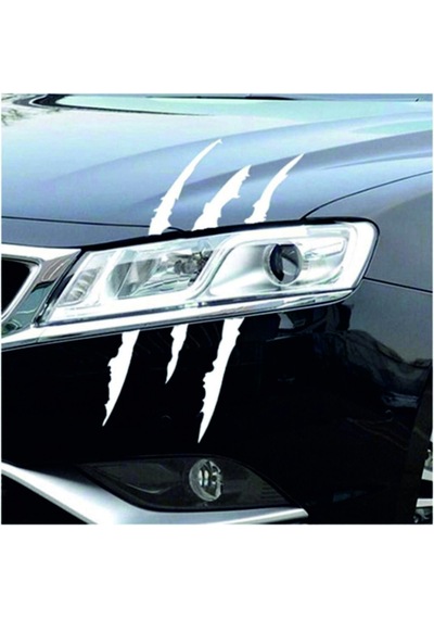 Canavar Pençe Izi Uzun Beyaz Oto Sticker 40 20 Cm