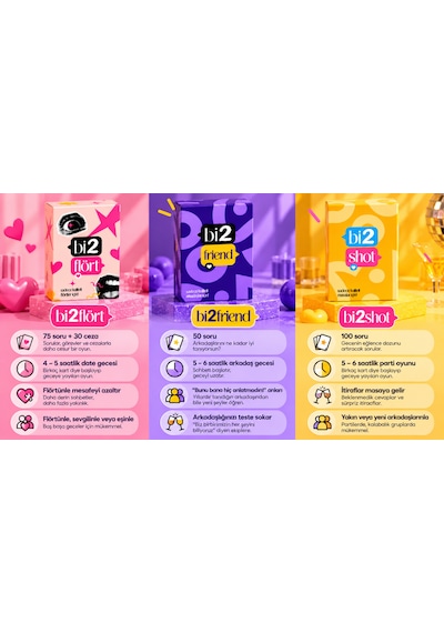 Bi2flört & Bi2friend & Bi2shot Yılbaşı Oyunu Arkadaş Oyunu Sevgili Oyunu