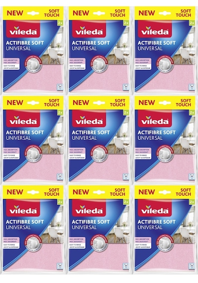 Vileda Actifibre Soft Universal New Soft Touch Paket İçi 2 Li 9lu Beyaz - Pembe