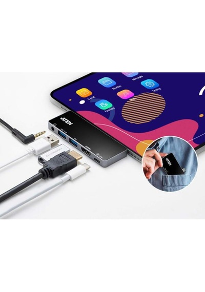 Aten-Uh3238 Usb-C Travel Dock With Power Pass-Through