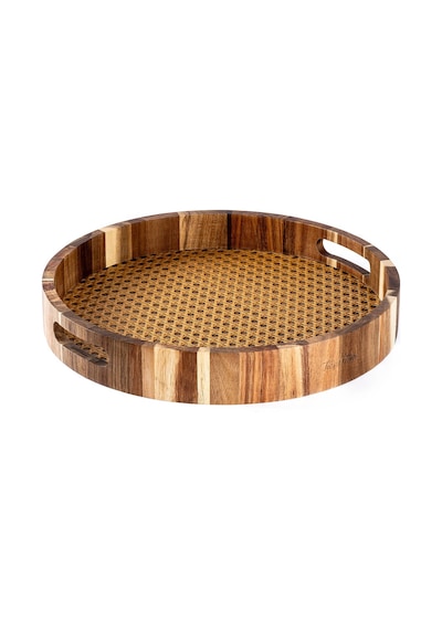 Tantitoni Akasya Ağacı Hazeran Yuvarlak Tepsi 35x5cm Bambu