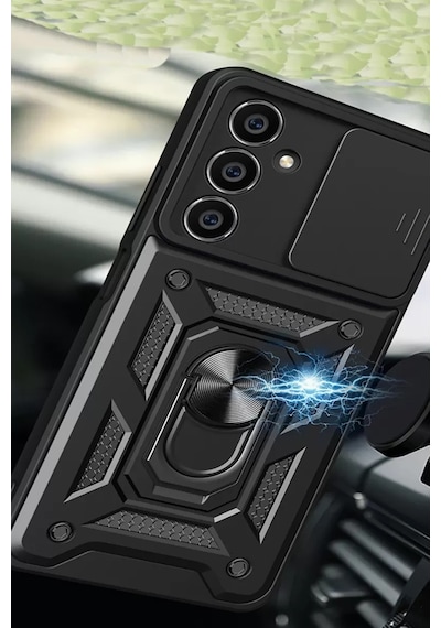 Newface Samsung Galaxy A05 Kılıf Pars Lens Yüzüklü Silikon - Siyah